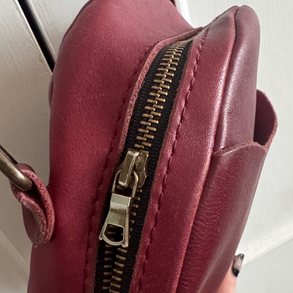 Portland Leather Round Burgundy Leather Crossbody Bag - Picture 5 of 7